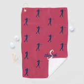 Golfer Monogram Naam Beginletters Sport Magenta Bl Golfhanddoek (Insitu)