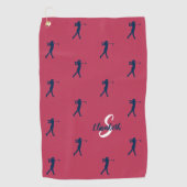 Golfer Monogram Naam Beginletters Sport Magenta Bl Golfhanddoek (Voorkant)