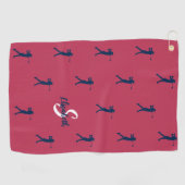 Golfer Monogram Naam Initialen Sport Magenta Blue Golfhanddoek (Horizontaal)