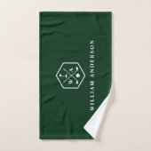 Golfer Monogram & Naam Stijlvol Minimalistisch Gol Handdoek (Handdoek)