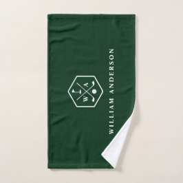 Golfer Monogram & Naam Stijlvol Minimalistisch Gol Handdoek