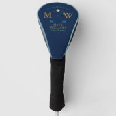 Golfer Monogram op Klasse Blauw Aangepast Golfheadcover (Voorkant)