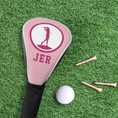 Golfer Monogram Silhouet Roze Chic Voor Haar Golfheadcover