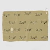 Golfer Monogram Sports Pro Equipment Gold Black Golfhanddoek (Horizontaal)