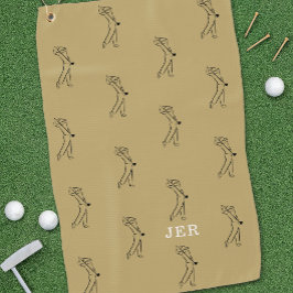 Golfer Monogram Sports Pro Uitrusting Goud Zwart Golfhanddoek