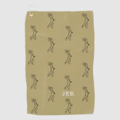 Golfer Monogram Sports Pro Uitrusting Goud Zwart Golfhanddoek (Voorkant)