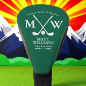 Golfer Monogram witte gekruiste clubs jager-groen Golfheadcover