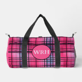 Golfer Monogramed "Hot Pink" Plaid Duffel Bag Plunjezak (Voorkant)