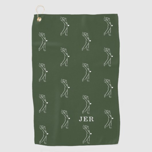 Golfer Monogramed Initialen Sportapparatuur Green Golfhanddoek (Voorkant)