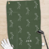 Golfer Monogramed Initialen Sportapparatuur Green Golfhanddoek