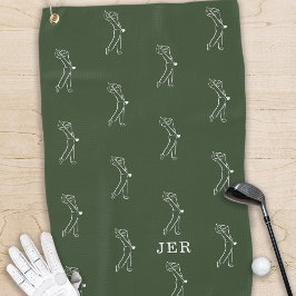 Golfer Monogramed Initialen Sportapparatuur Green Golfhanddoek