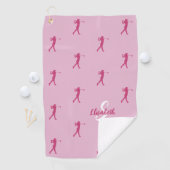 Golfer Monogramed Name Pro Sports Equipment Pink Golfhanddoek (Insitu)