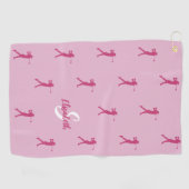 Golfer Monogramed Name Pro Sports Equipment Pink Golfhanddoek (Horizontaal)