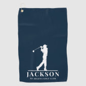 Golfer Monogrammed Blue Golfhanddoek (Voorkant)