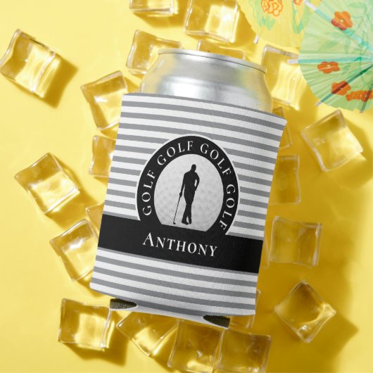 Golfer Monogrammed Name Black Grey Sports Novelty Blikjeskoeler (Insitu Zomer)