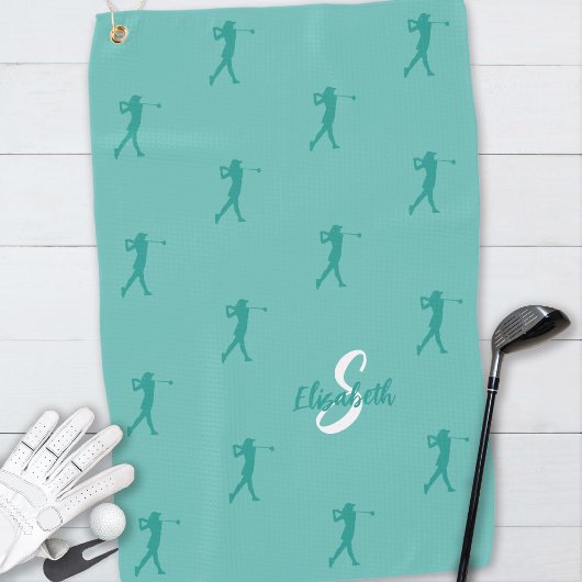 Golfer Monogrammed Pro Sportapparatuur Blauwgroen Golfhanddoek