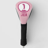 Golfer Monogrammed Silhouette Pink Chic voor haar Golfheadcover (Voorkant)