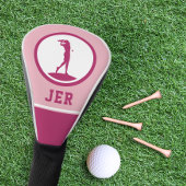Golfer Monogrammed Silhouette Pink Girly voor haar Golfheadcover