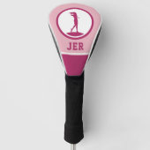 Golfer Monogrammed Silhouette Pink Girly voor haar Golfheadcover (Voorkant)