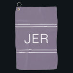 Golfer Monogrammed Stijlvolle Paarse Sport Pro Golfhanddoek<br><div class="desc">De initialen van uw favoriete golfer zullen uitkomen met dit moderne, minimalistische ontwerp met een drievoudig monogram in het midden van twee dubbele horizontale strepen. De strepen en monogrammed letters zijn wit met schaduwen in een donkerdere schaduw van paars. Zorg ervoor dat u onze andere kleurenopties ziet! Stuur me een...</div>