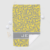 Golfer | Monogrammen Abstract Pattern Yellow Grey Golfhanddoek (Insitu)