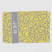 Golfer | Monogrammen Abstract Pattern Yellow Grey Golfhanddoek (Horizontaal)