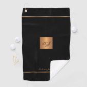 Golfer monogrammen zwart modern elegant goud golfhanddoek (Insitu)