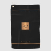 Golfer monogrammen zwart modern elegant goud golfhanddoek (Voorkant)
