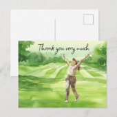 Golfer n golfbaan waterverf dank u kaart (Voorkant / Achterkant)