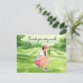 Golfer n golfbaan waterverf dank u kaart (Staand voorkant)