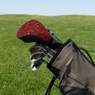 Golfer Naam 2-Initialen Golfclubs Patroon donkerro Golfheadcover