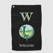 GOLFER NAAM AANGEPASTE MONOGRAM GOLFHANDDOEK (Voorkant)
