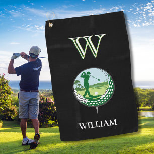 GOLFER NAAM AANGEPASTE MONOGRAM GOLFHANDDOEK