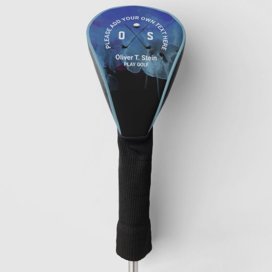 golfer naam blauw golfheadcover (Voorkant)