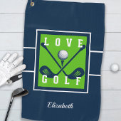 Golfer Naam Golf Modern Monogram Sport Blauw Groen Golfhanddoek