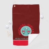 Golfer naam logo bordeaux rood golfhanddoek (Insitu)