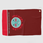 Golfer naam logo bordeaux rood golfhanddoek (Horizontaal)