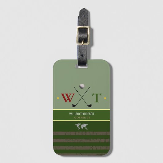 golfer name coole green reis bagagelabel (Voorkant (verticaal))