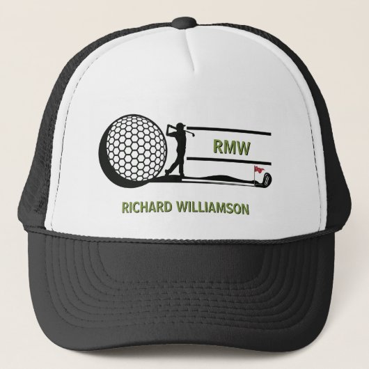 GOLFER NAME CUSTOM MONOGRAM  TRUCKER PET (Voorkant)