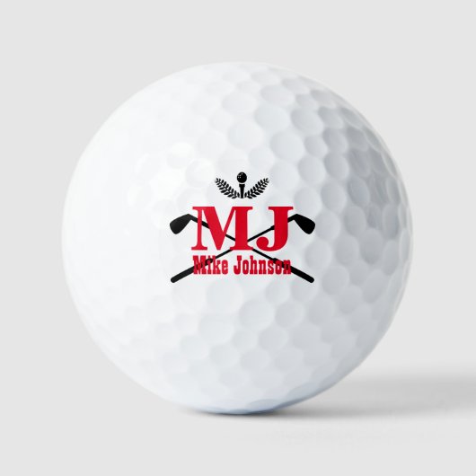 Golfer Name Initiaal Monogram Gepersonaliseerd Golfballen (Voorkant)