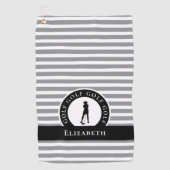 Golfer Name Vrouw Silhouette Grey Monogram Golfhanddoek (Voorkant)