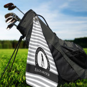 Golfer Name Vrouw Silhouette Grey Monogram Golfhanddoek
