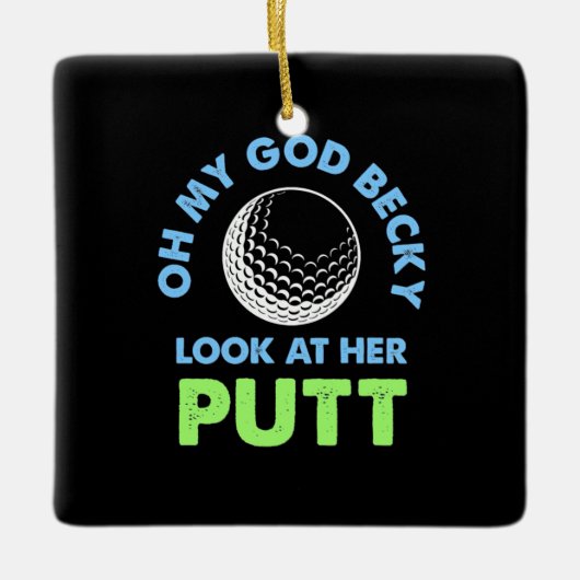 Golfer Oh Mijn God Keramisch Ornament (Voorkant)