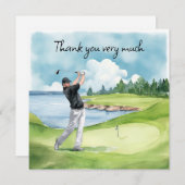 Golfer op de golfbaan bedankkaart (Voorkant / Achterkant)