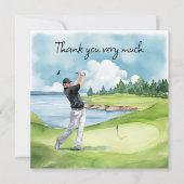 Golfer op de golfbaan bedankkaart (Voorkant)