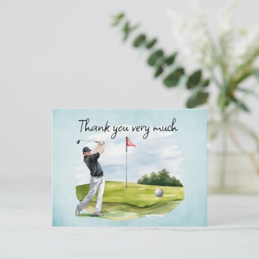 Golfer op de golfbaan briefkaart (Staand voorkant)