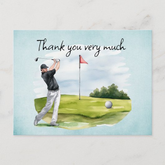 Golfer op de golfbaan briefkaart (Voorkant)