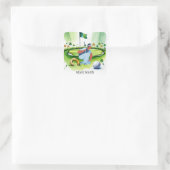 Golfer op de golfbaan St. Patrick's Day Vierkante Sticker (Tas)