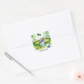 Golfer op de golfbaan St. Patrick's Day Vierkante Sticker (Envelop)