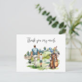 Golfer op golfbaan aquarel voor vader briefkaart (Staand voorkant)